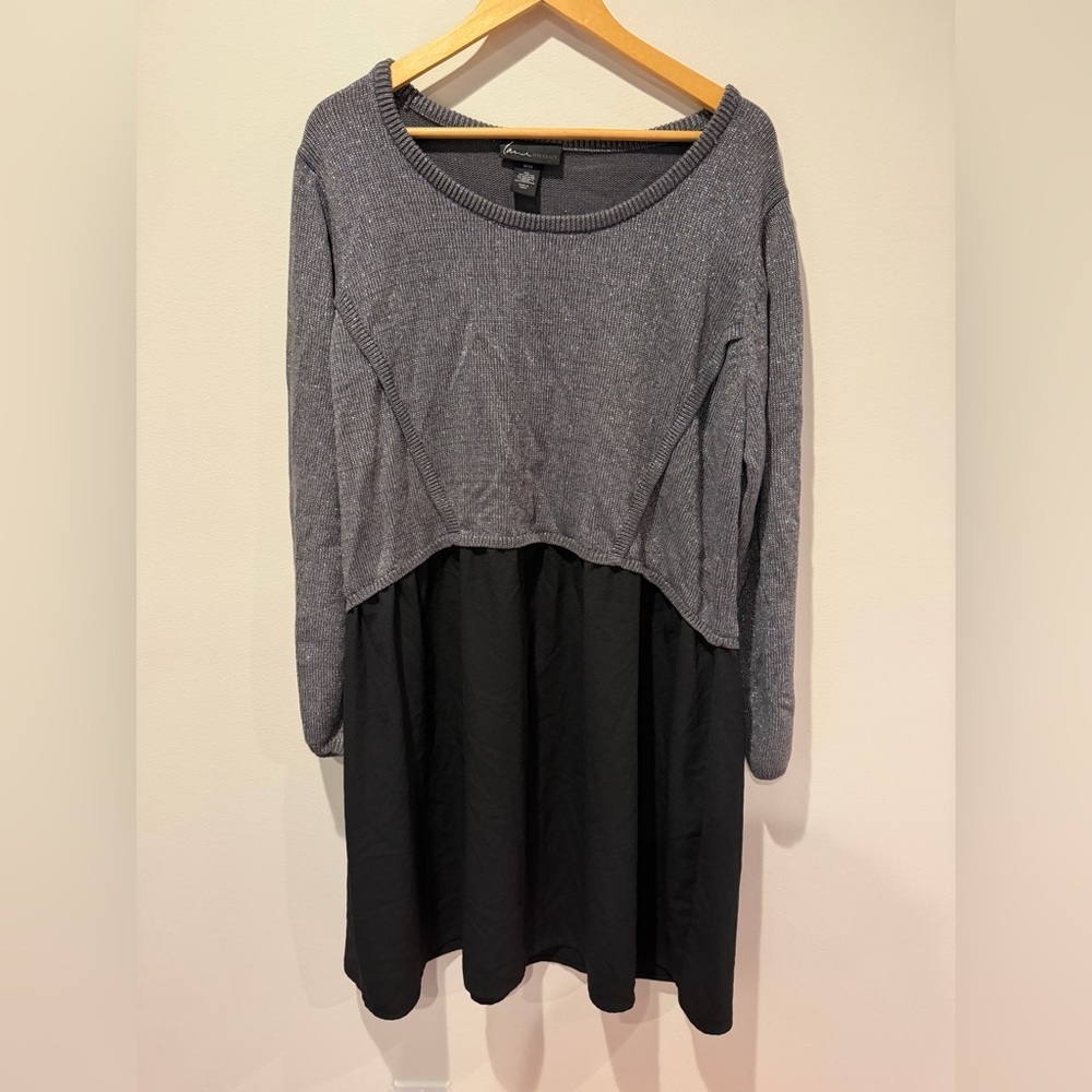 Lane Bryant Mixed Media Metallic Knit Sweater Dress 18/20 EUC